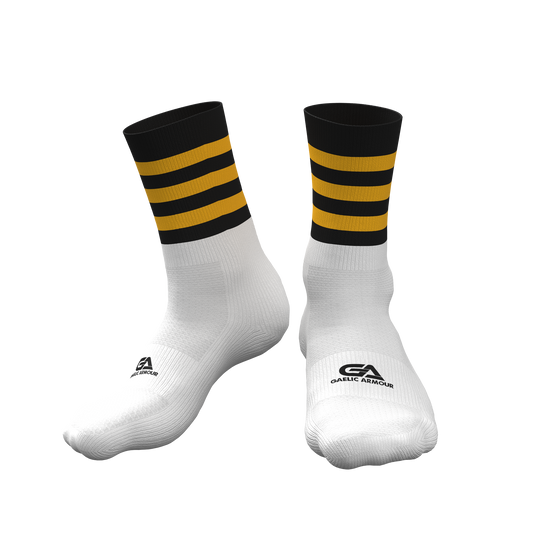 GAA Midi Socks Black Amber Hoops