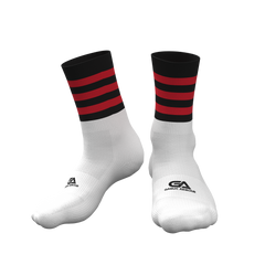 Kids GAA Midi Socks Black Red Hoops