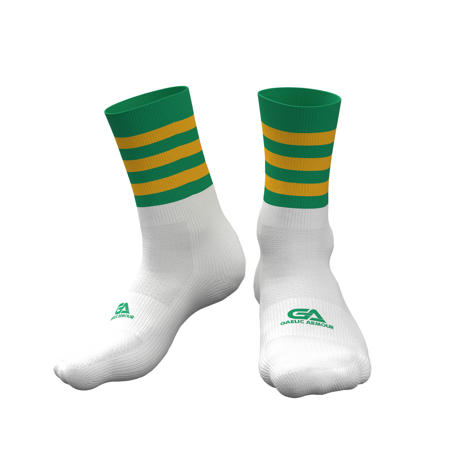 GAA Midi Socks Green Amber Hoops