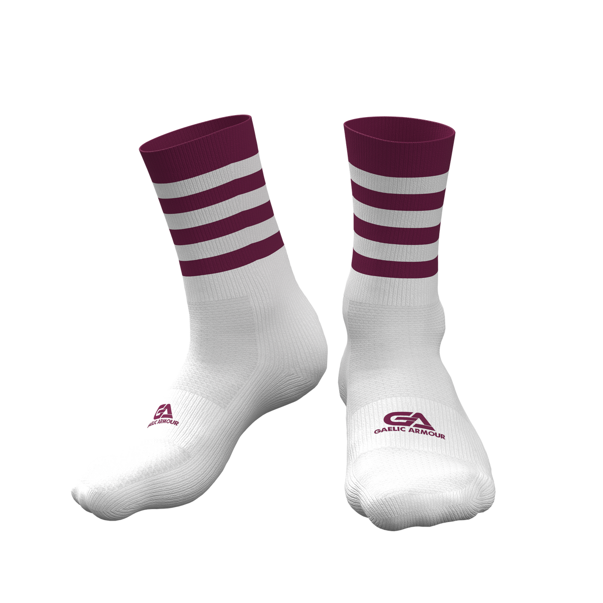 Kids GAA Midi Socks Maroon White Hoops