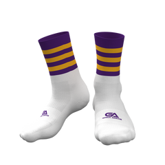 Kids GAA Midi Socks Purple Amber Hoops