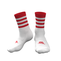 Kids GAA Midi Socks Red White Hoops