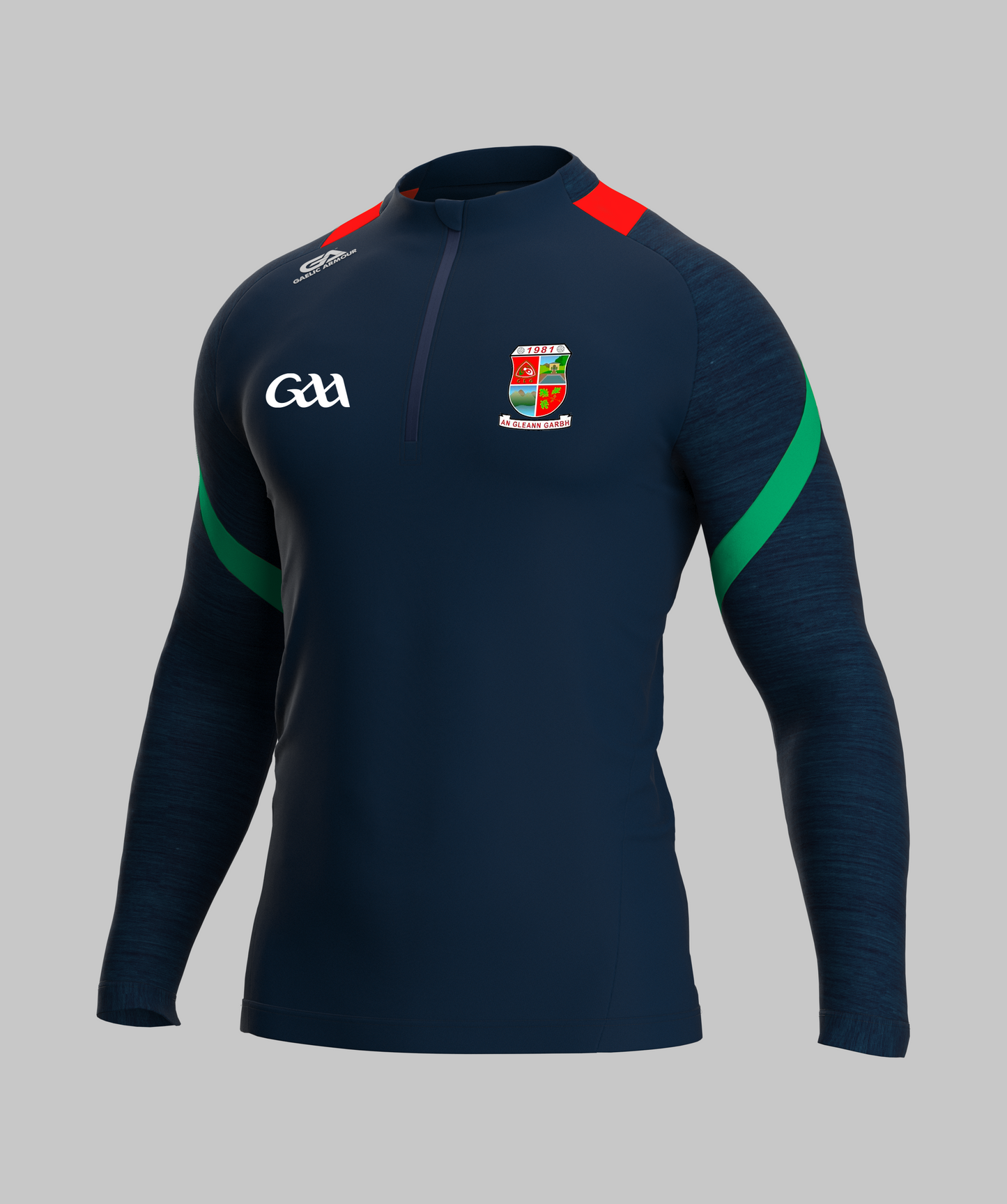 Glengarriff GAA 1/4 Zip Navy Marl Green/Red