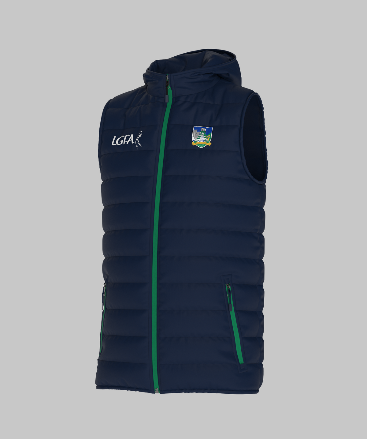 Kids Limerick LGFA Navy Green Hooded Gilet