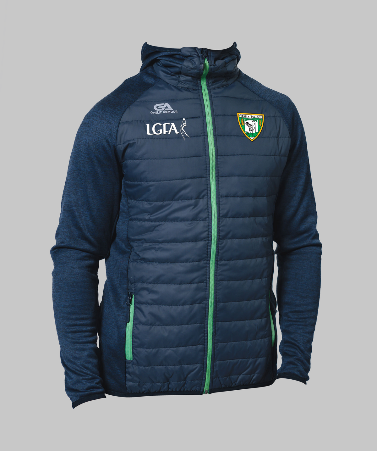 Mohill LGFA Navy Green Hooded Hybrid