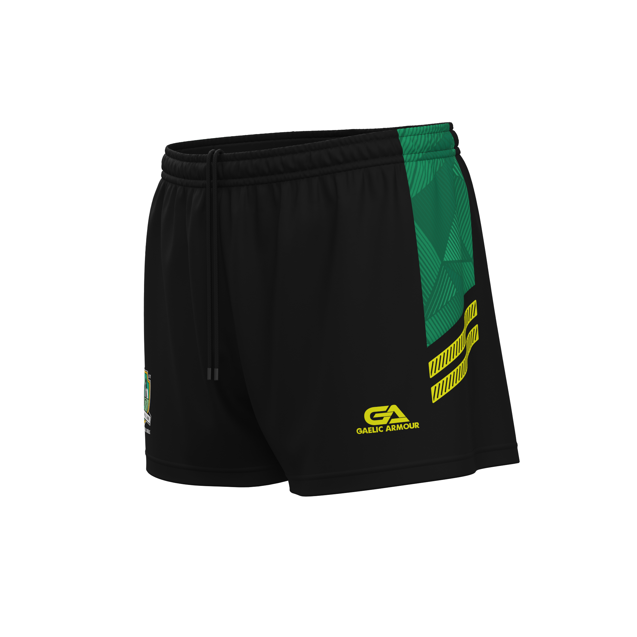 Millstreet Camogie Playing Shorts Black Green Yellow 2401