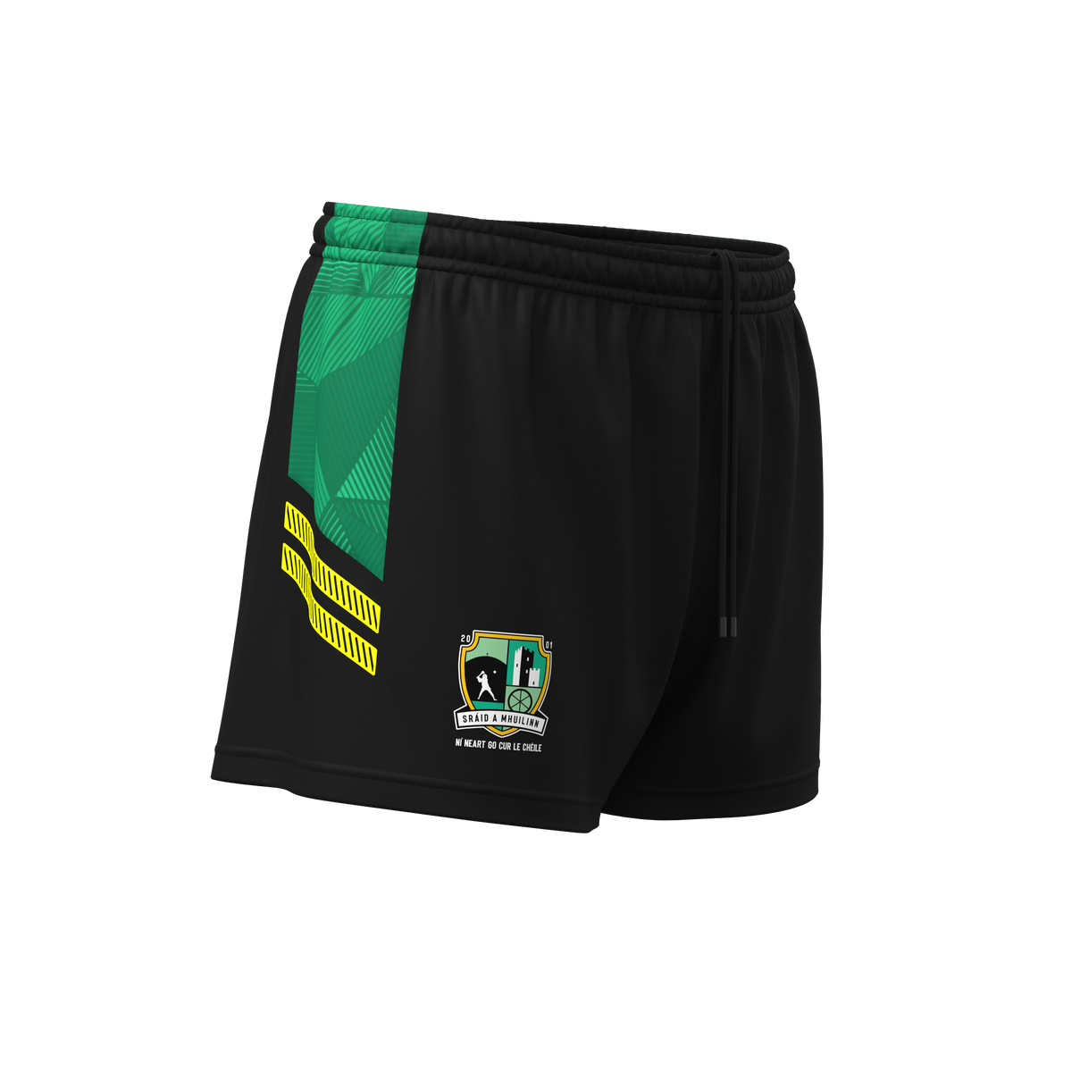 Millstreet Camogie Playing Shorts Black Green Yellow 2401