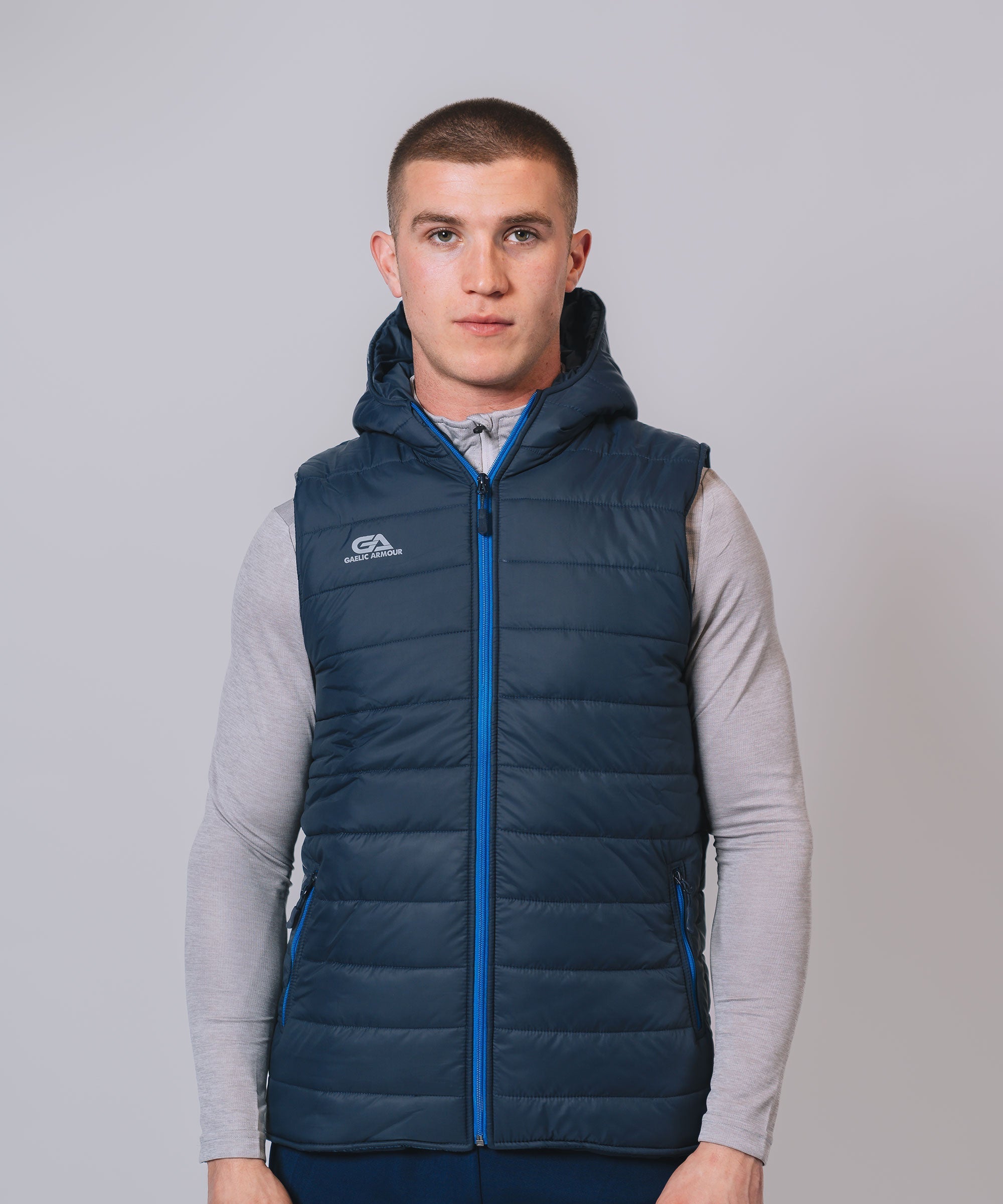 Kids Team Navy Royal Hooded Gilet