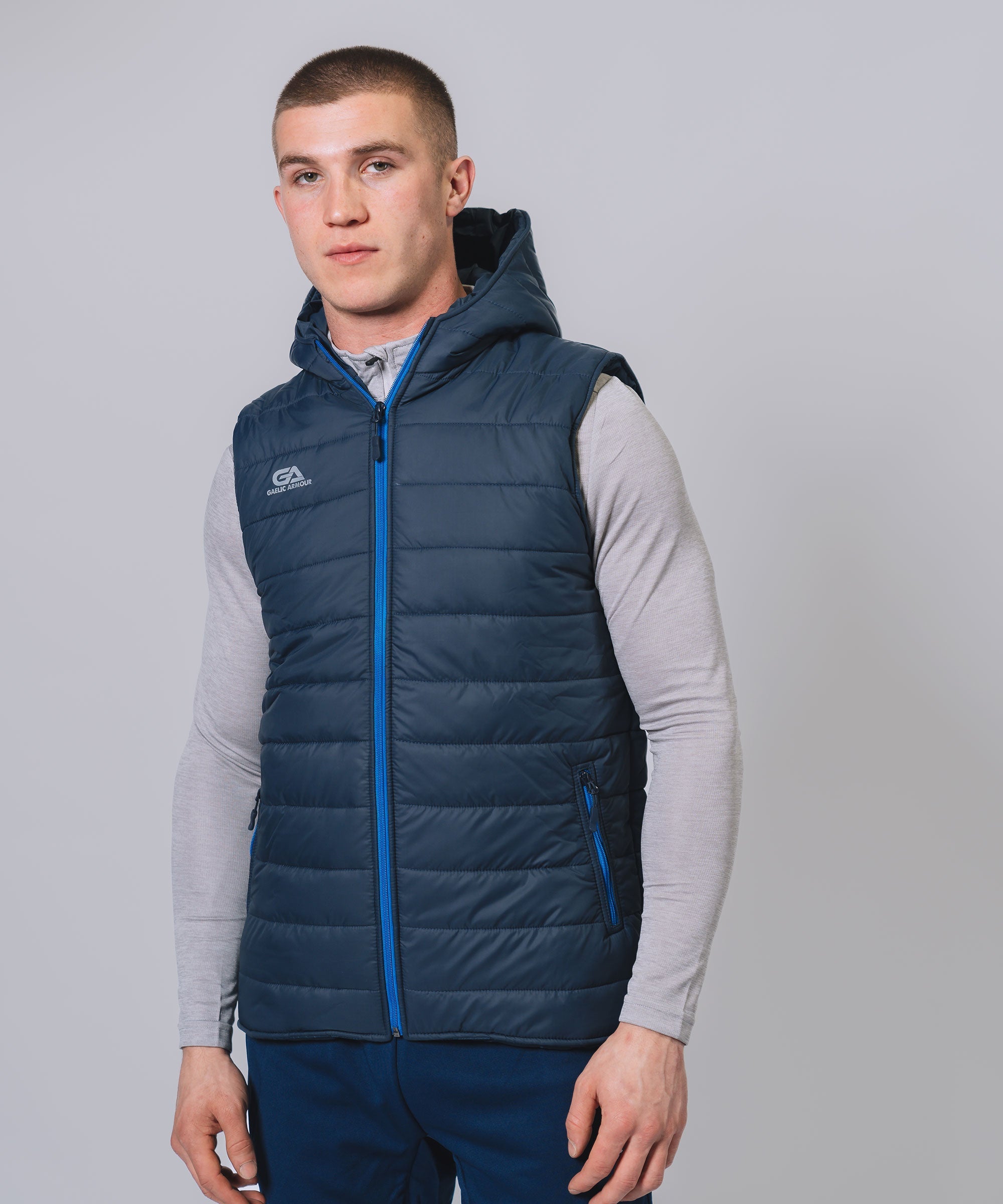 Kids Team Navy Royal Hooded Gilet