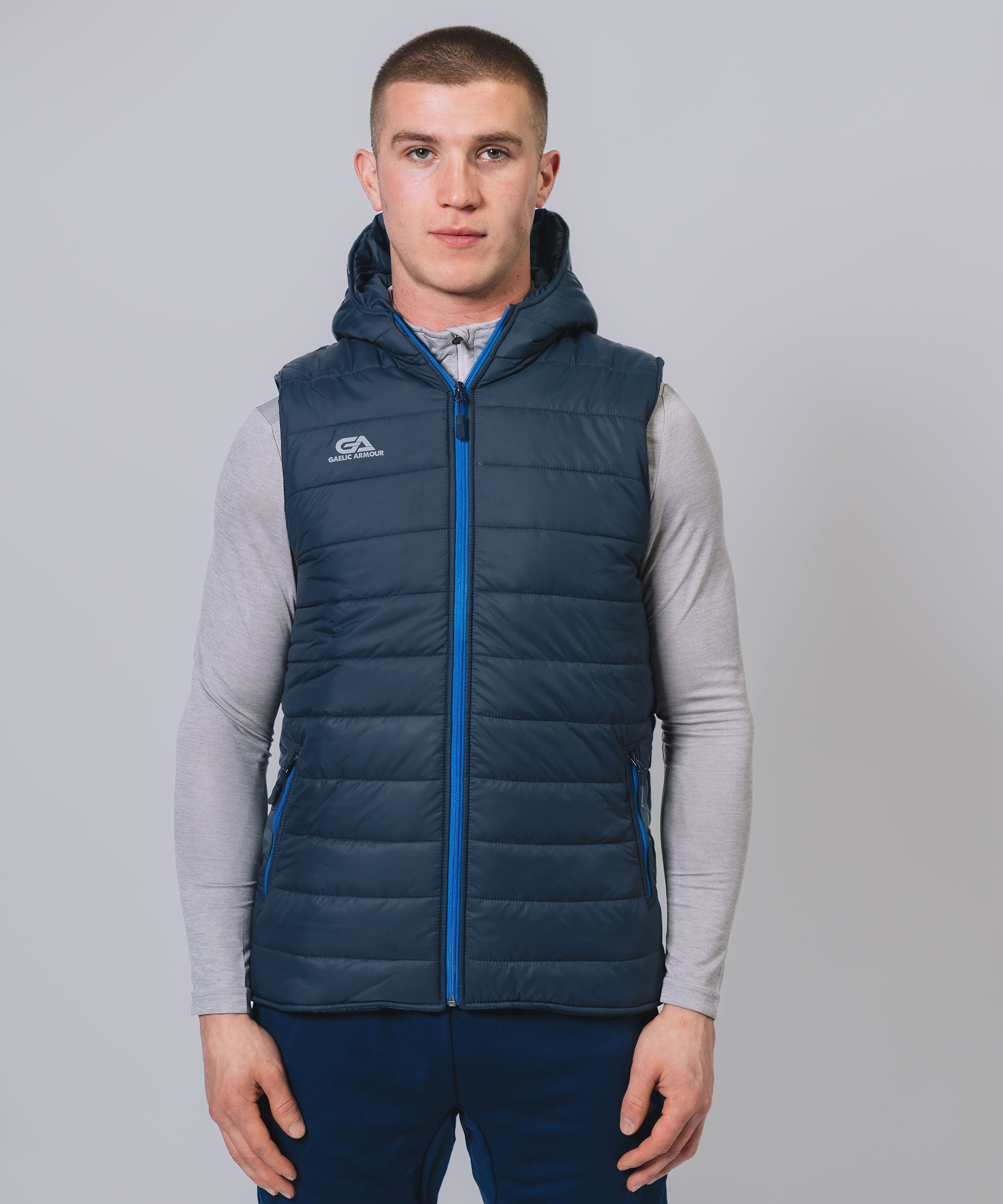 Kids Team Navy Royal Hooded Gilet