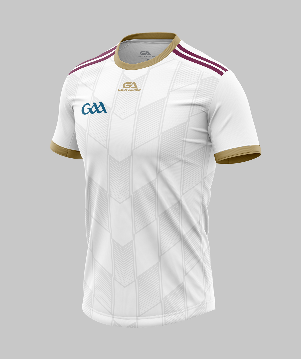 Kids GAA Training Jersey 2204 White Gold Maroon