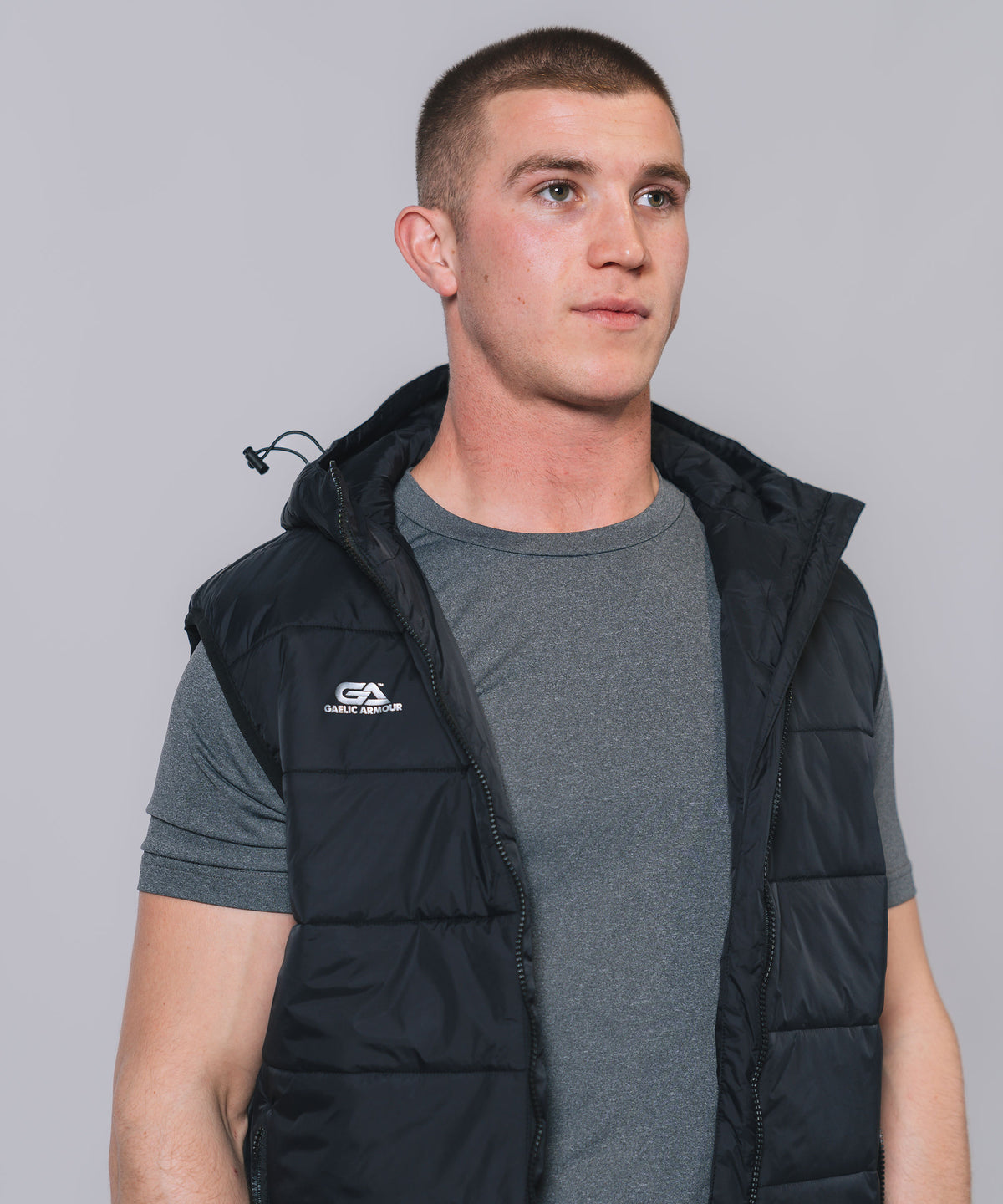 Hooded Padded Black Gilet