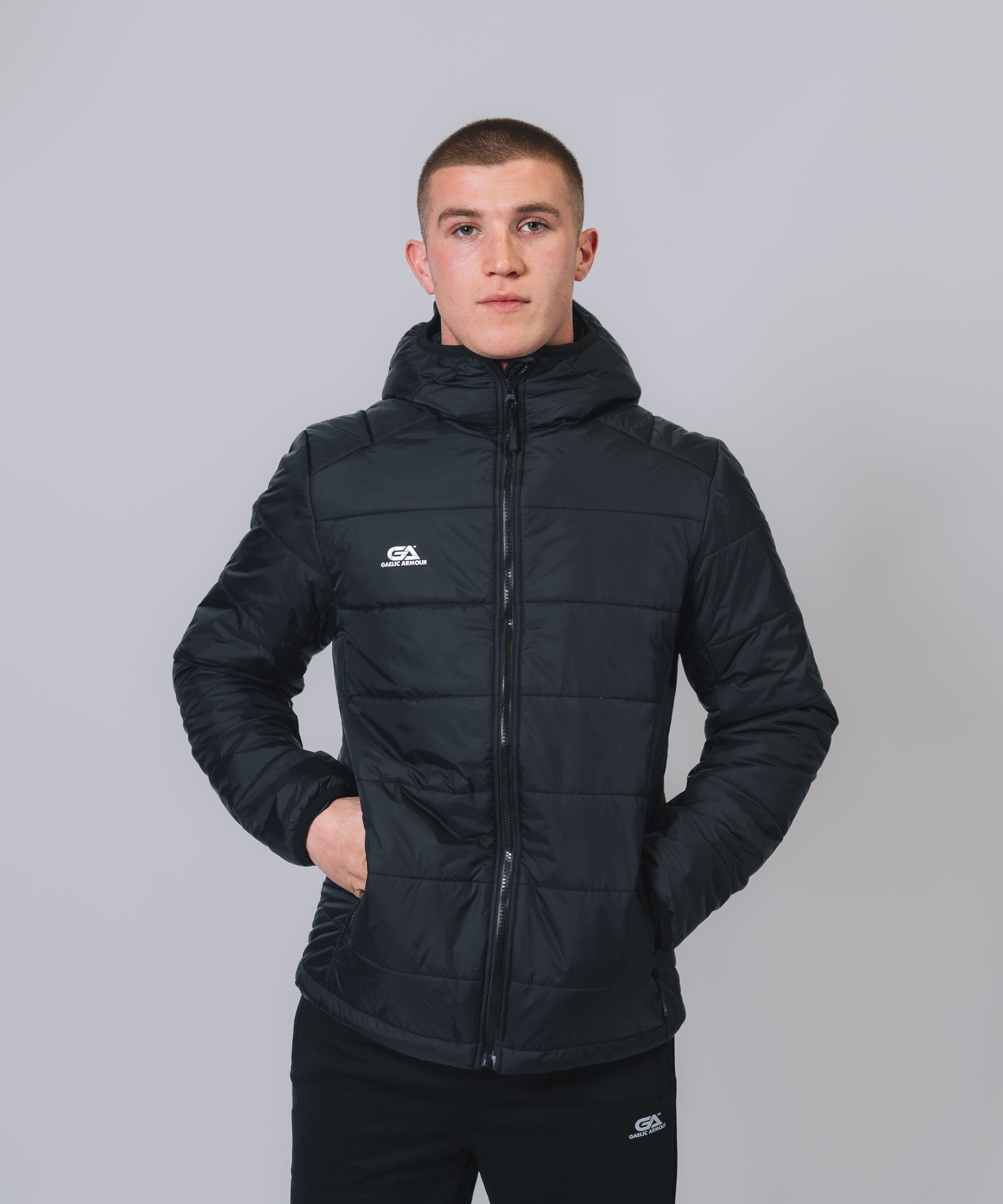 Hooded Padded Black Jacket