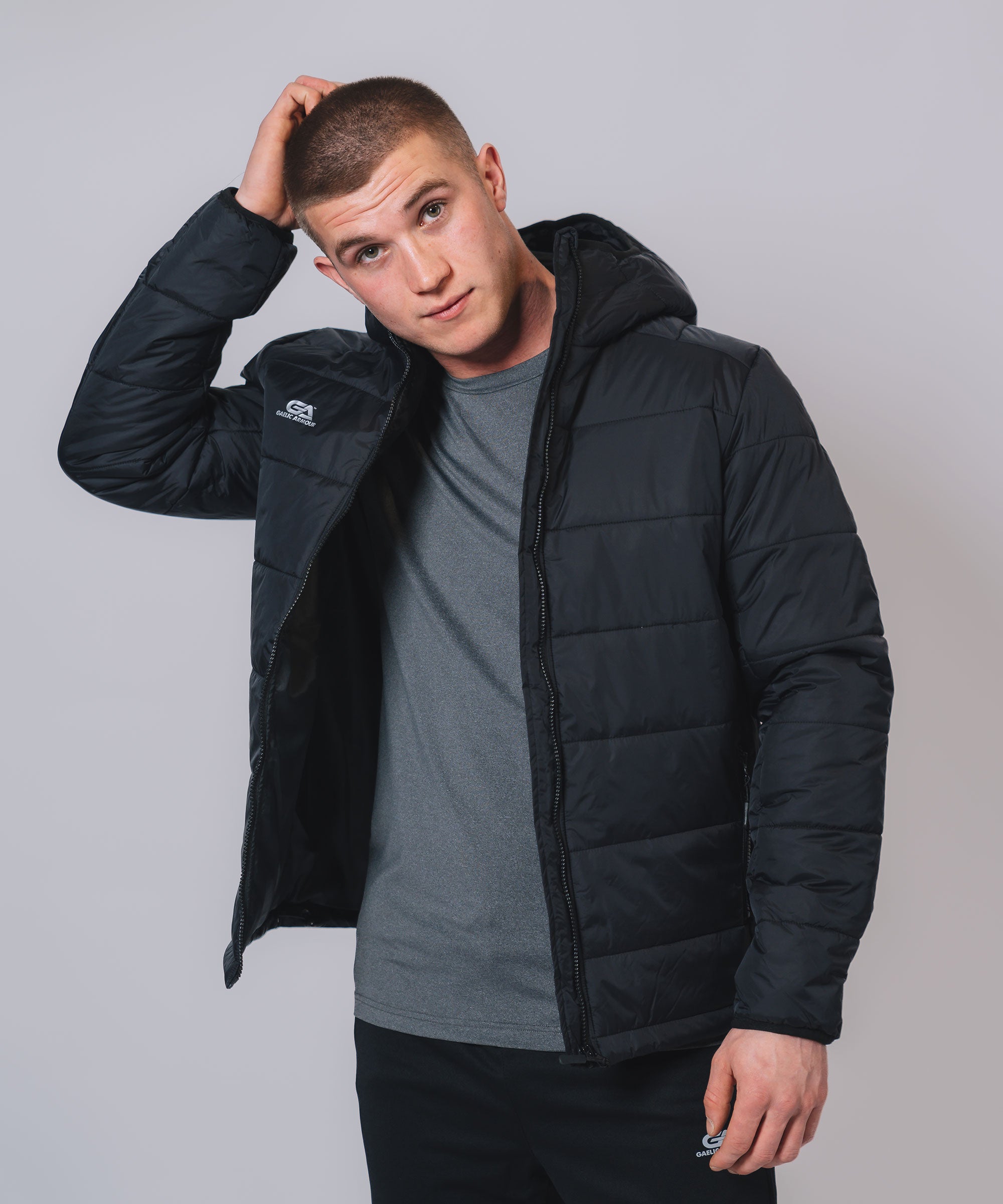 Hooded Padded Black Jacket