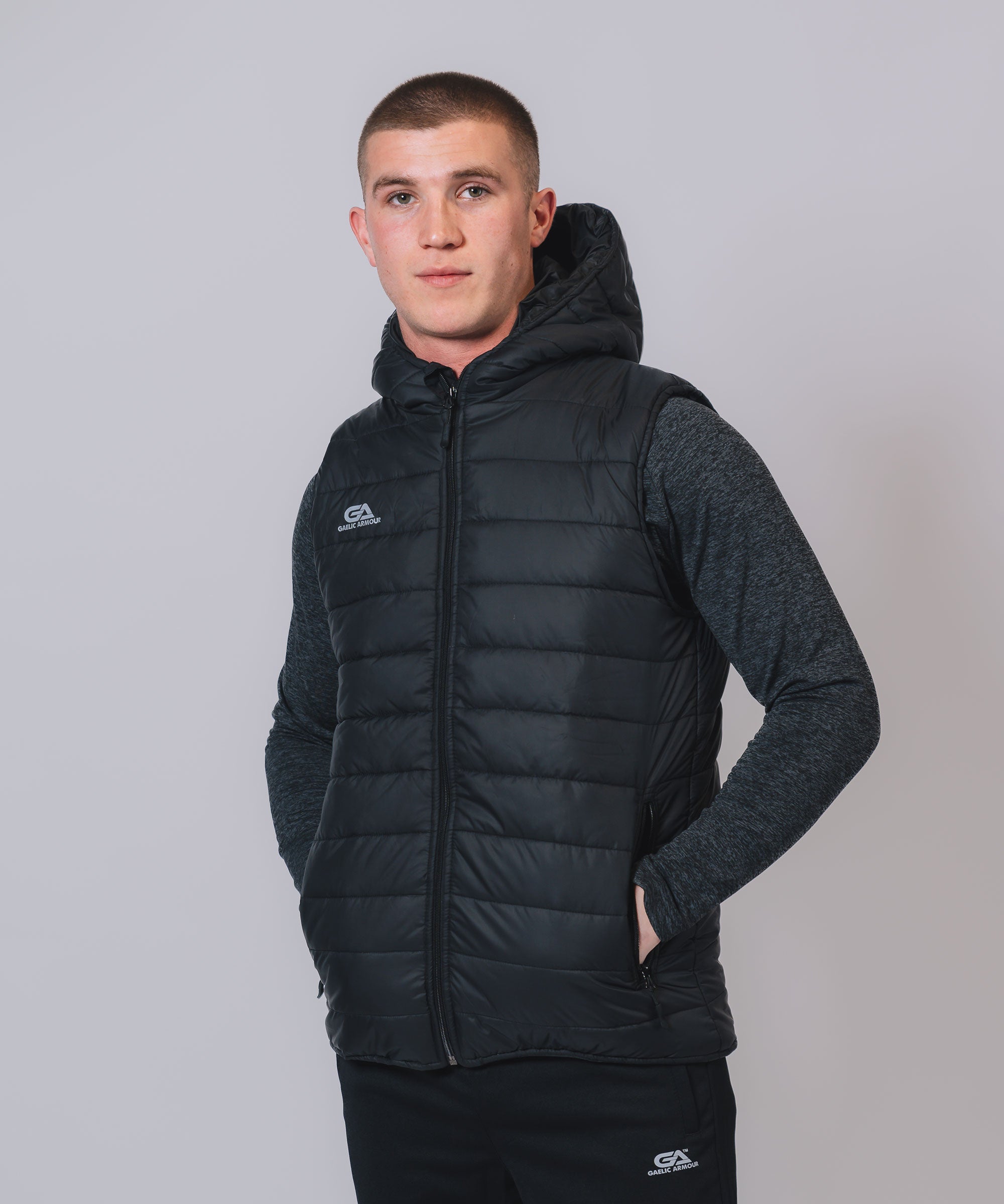 Kids Core Black Hooded Gilet