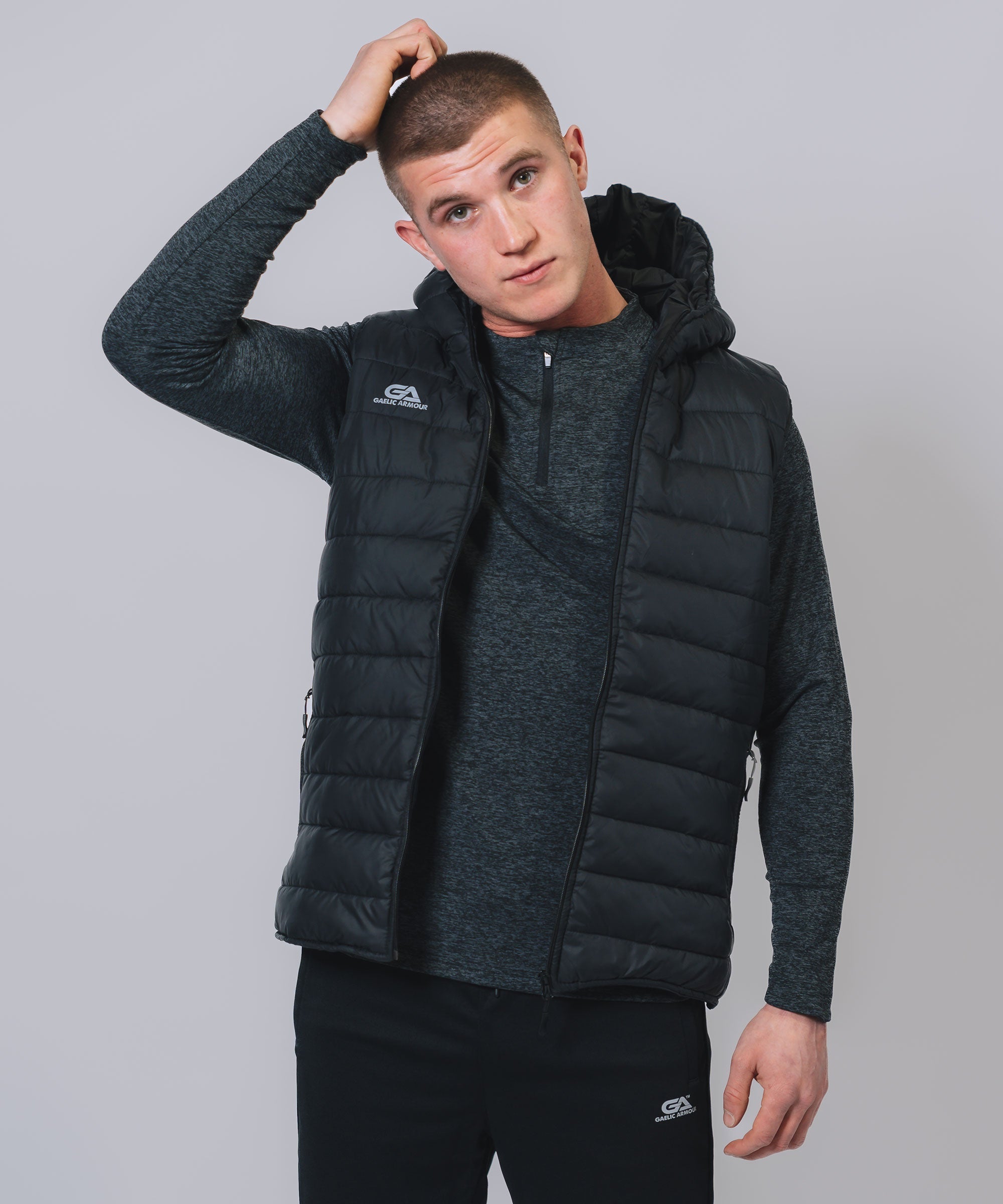 Kids Core Black Hooded Gilet