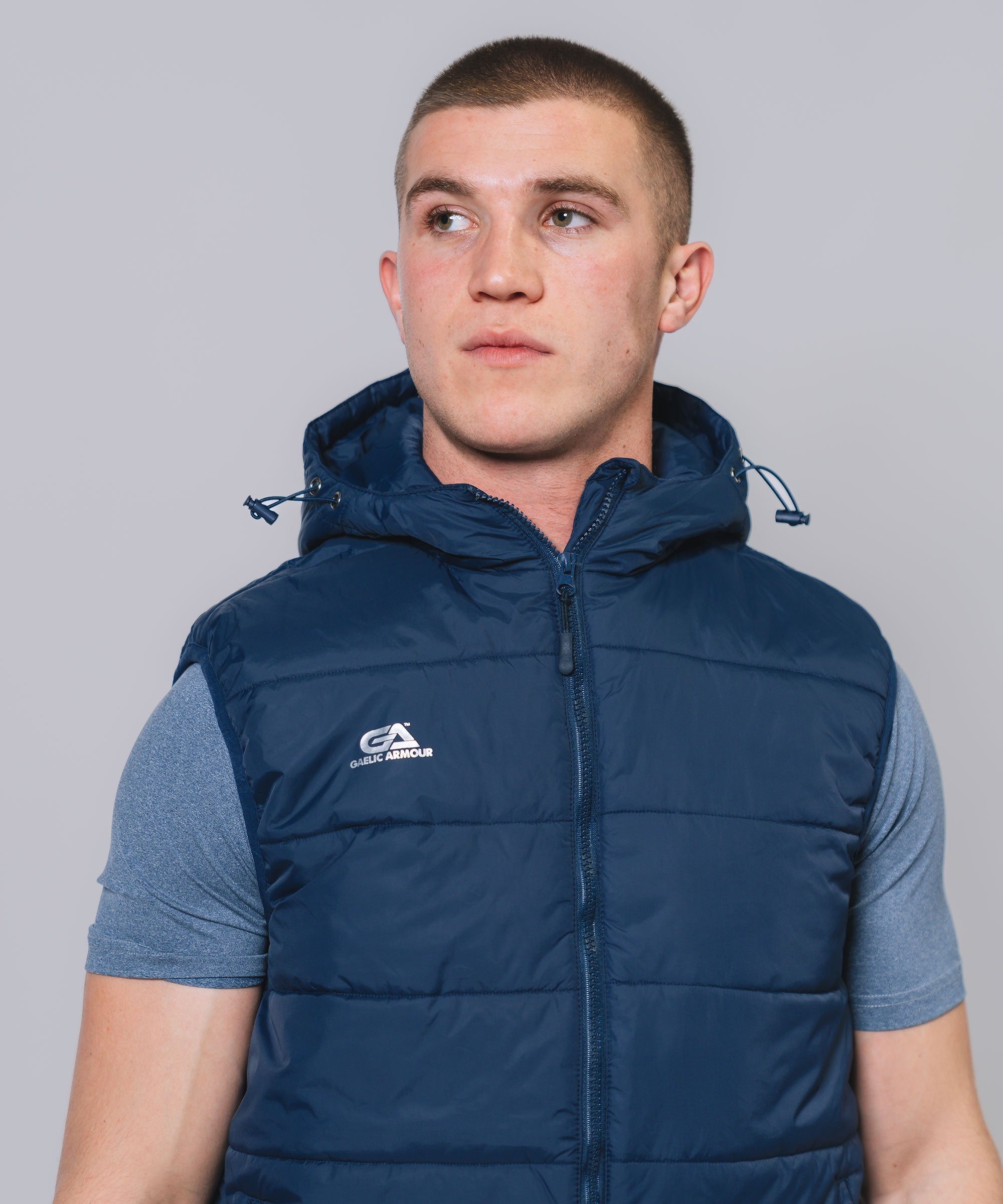 Hooded Padded Navy Gilet