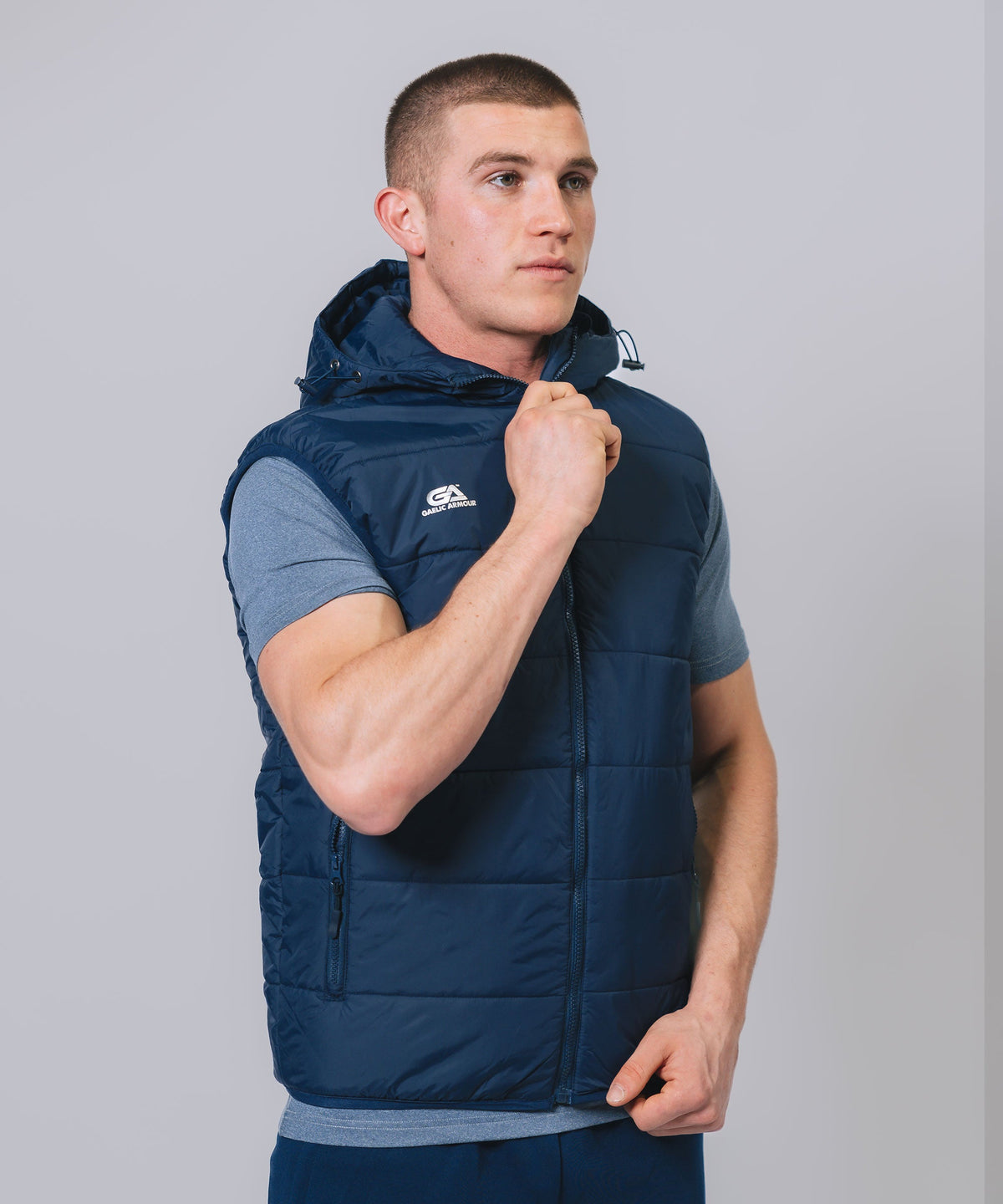 Hooded Padded Navy Gilet