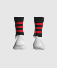 Kids GAA Midi Socks Black Red Hoops