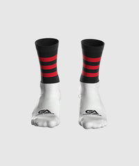 Kids GAA Midi Socks Black Red Hoops