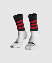 Kids GAA Midi Socks Black Red Hoops