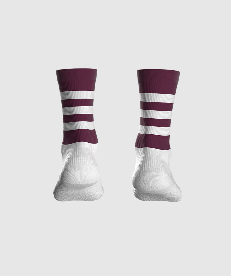 Kids GAA Midi Socks Maroon White Hoops