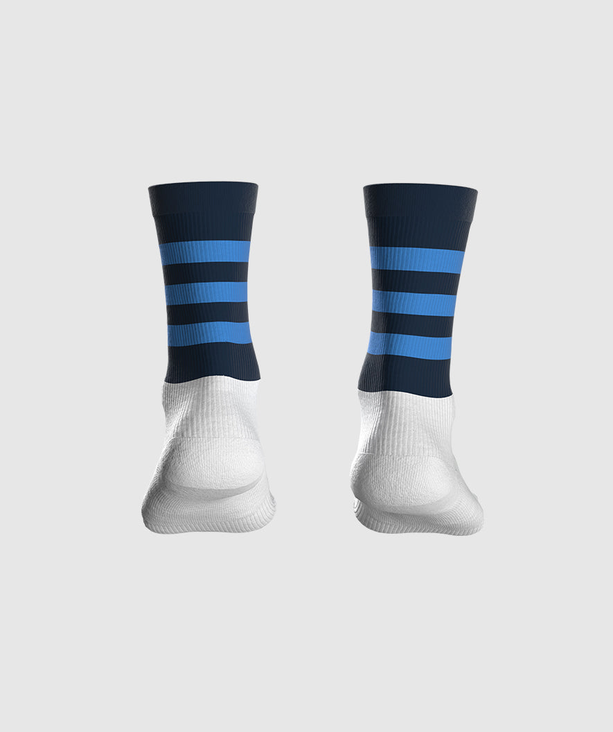 Kids GAA Midi Socks Navy Sky Hoops