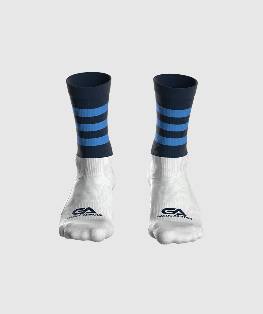 Kids GAA Midi Socks Navy Sky Hoops