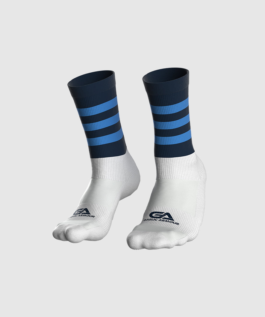 Kids GAA Midi Socks Navy Sky Hoops