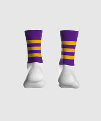 Kids GAA Midi Socks Purple Amber Hoops