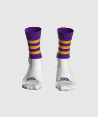 Kids GAA Midi Socks Purple Amber Hoops