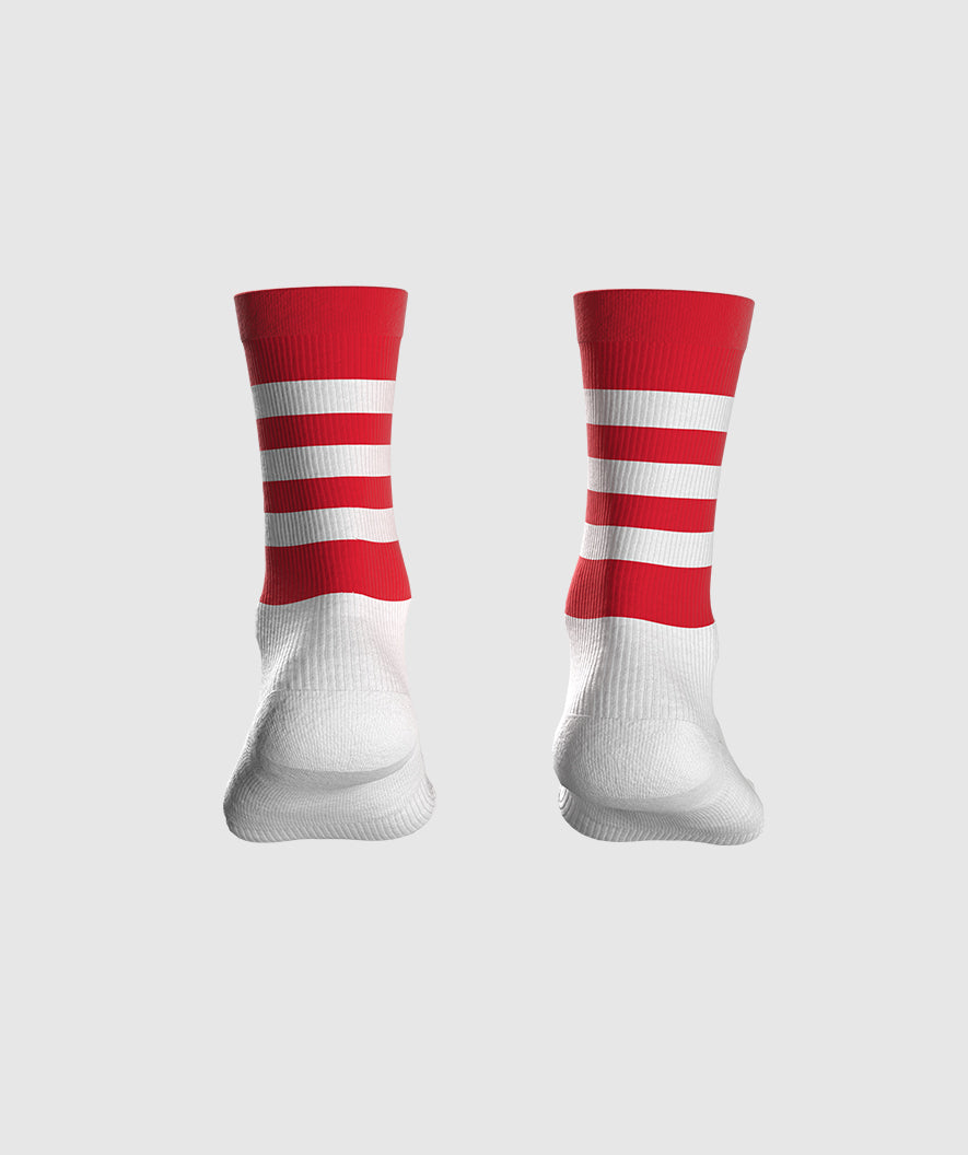 GAA Midi Socks Red White Hoops