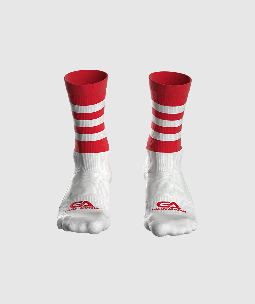 GAA Midi Socks Red White Hoops